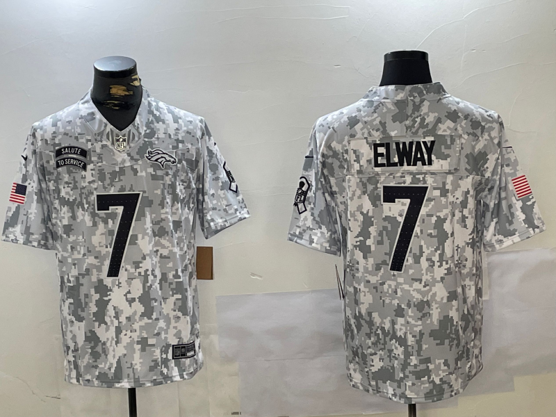 Men's Denver Broncos John Elway #7 Arctic Camo 2024 Salute to Service Retired Player Limited Jersey1