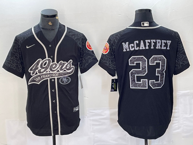 Men's San Francisco 49ers Christian McCaffrey #23 Black RFLCTV Limited Jersey1 Joint Edition