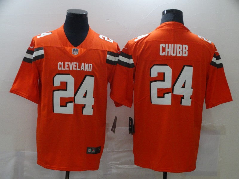 Men's Cleveland Browns Nick Chubb #24 Orange Game Jersey1