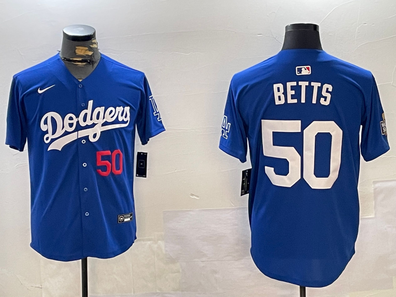 Men's Los Angeles Dodgers Mookie Betts #50 Royal Replica Player Jersey1