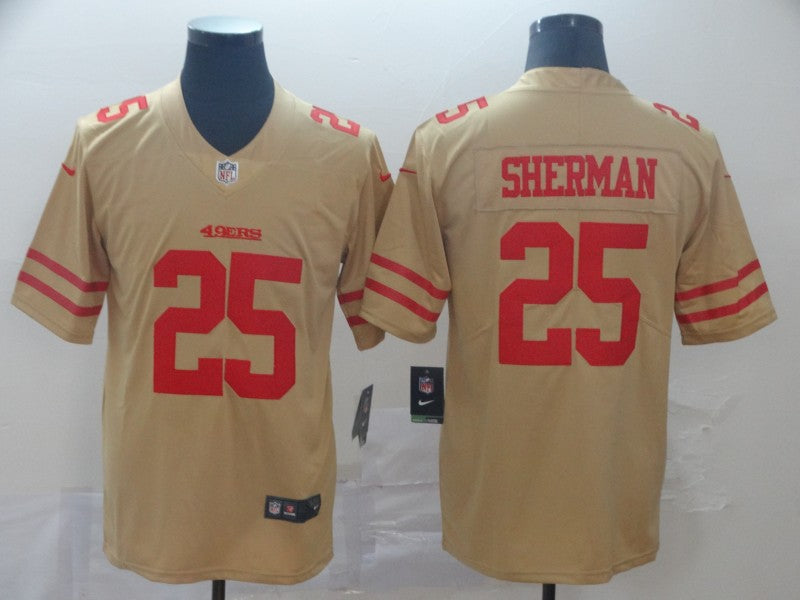Men's San Francisco 49ers Richard Sherman #25 Gold Inverted Legend Jersey1