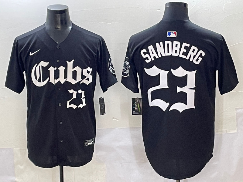 Men's Chicago Cubs Ryne Sandberg #23 Black Replica Player Jersey