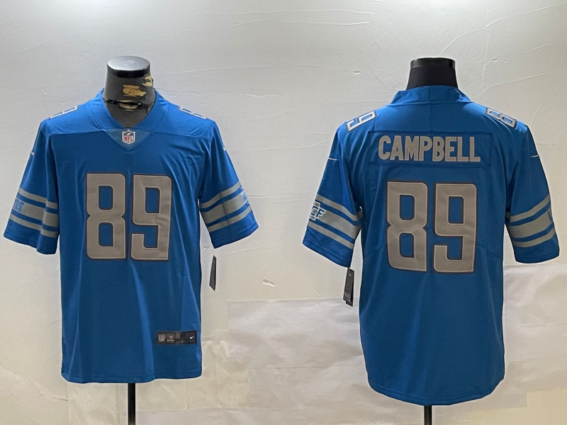 Men's Detroit Lions Dan Campbell #89 Blue Game Jersey1