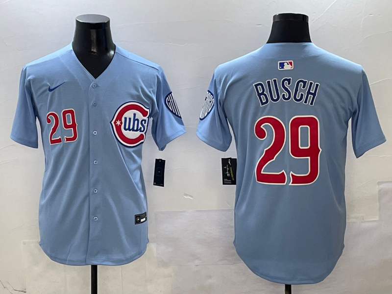 Men's Chicago Cubs Michael Busch #29 Light Blue 2nd Alternate Limited Player Jersey