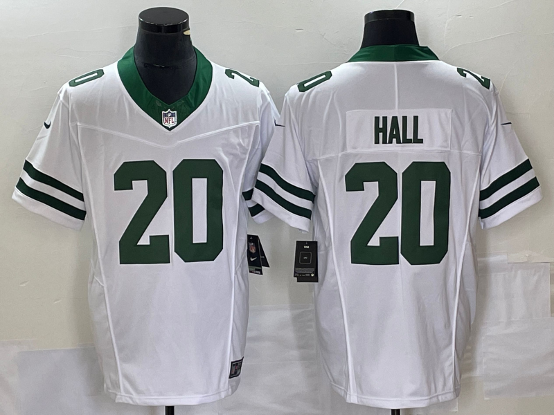 Men's New York Jets Breece Hall #20 White Legacy Vapor F.U.S.E. Limited Jersey1