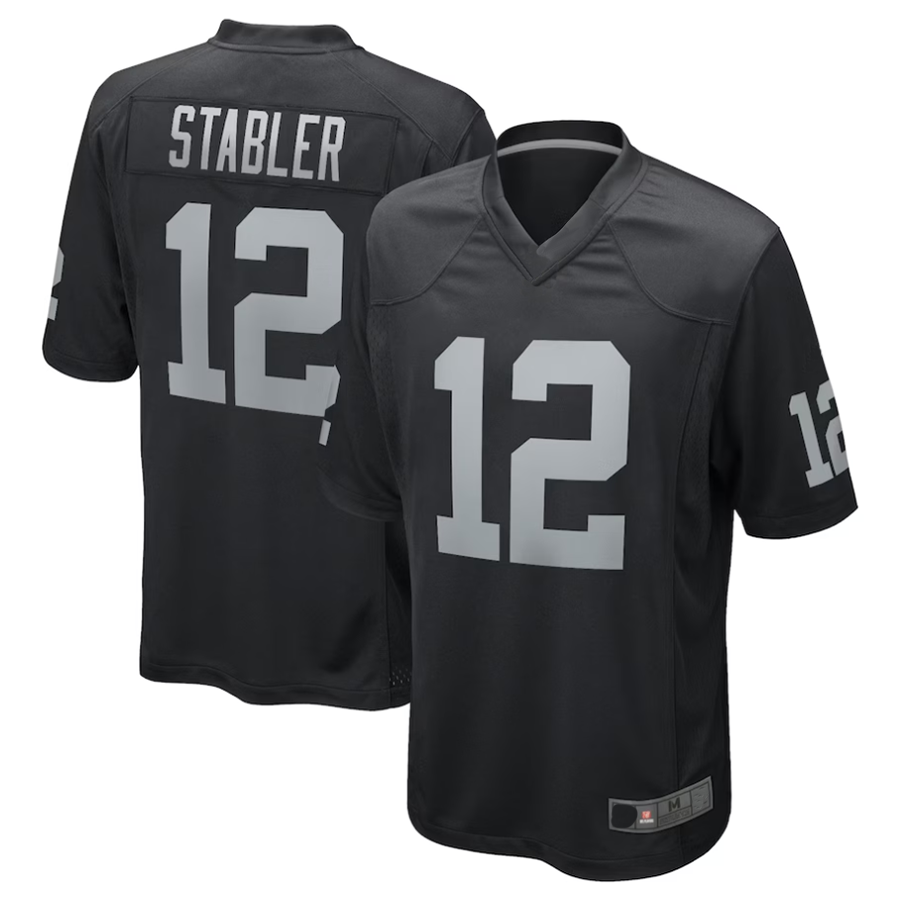 #12 Ken Stabler Player LV.Raiders Game Football Jerseys - Black