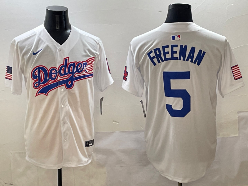 Men's Los Angeles Dodgers Freddie Freeman #5 White Team Game Jersey