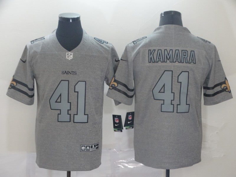 Men's New Orleans Saints Alvin Kamara #41 Gray Game Jersey1