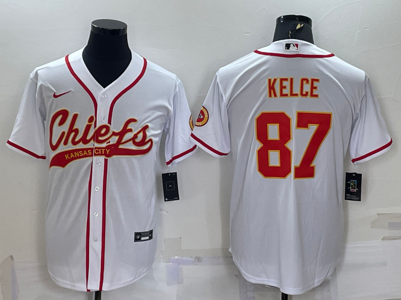 Men's Kansas City Chiefs Travis Kelce #87 White Game Jersey1 Joint Edition
