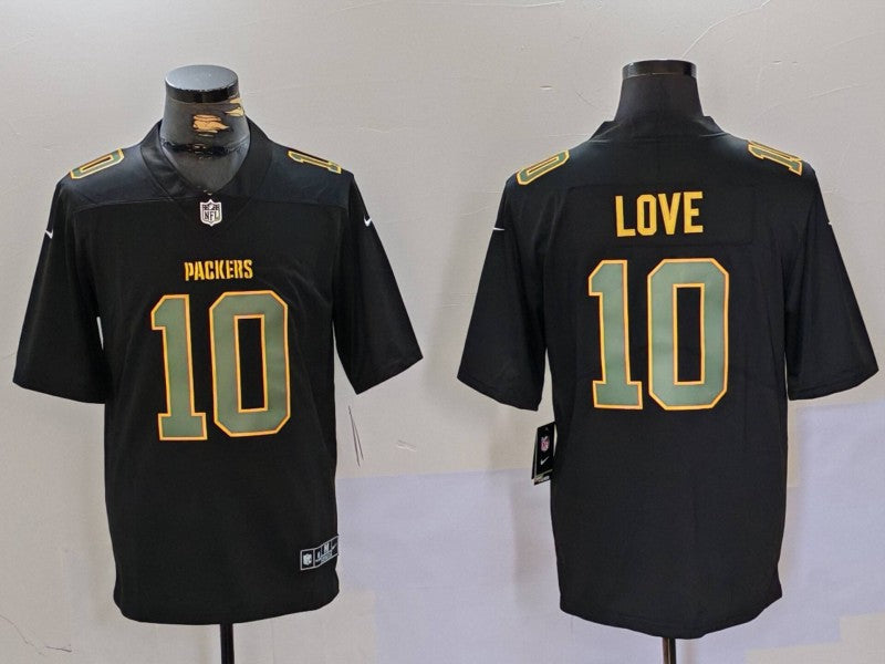 Men's Green Bay Packers Jordan Love #10 Black Fashion Game Jersey1