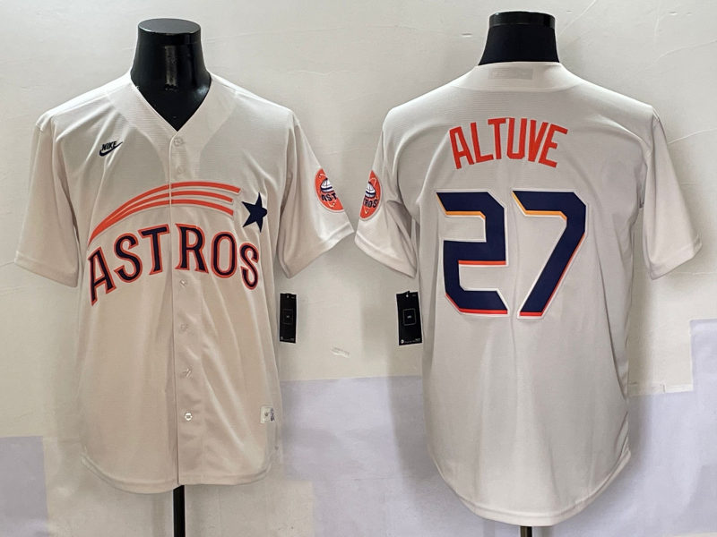 Men's Houston Astros Jose Altuve #27 Cream Player Jersey