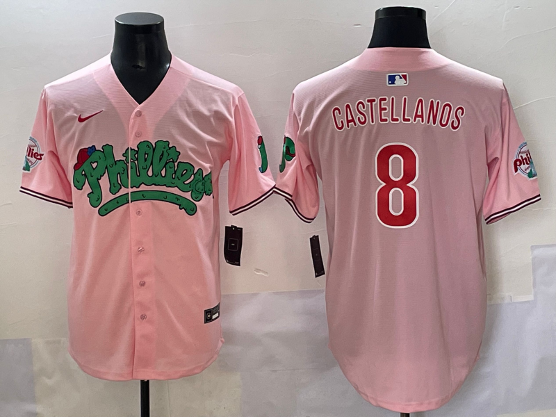 Men's Philadelphia Phillies Nick Castellanos #8 Pink Replica Player Jersey