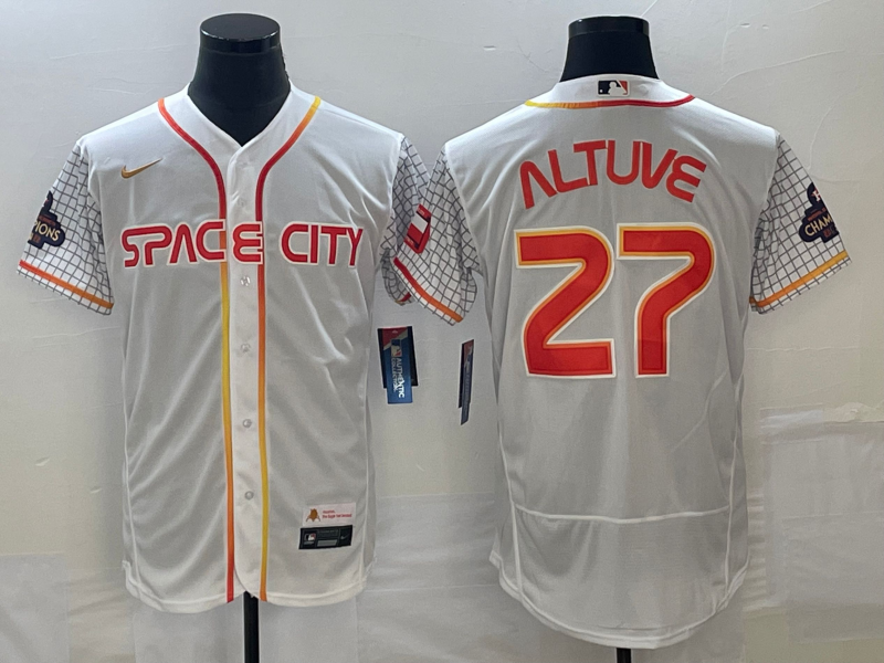 Men's Houston Astros Jose Altuve #27 White City Connect Replica Player Jersey1