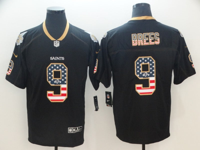 Men's New Orleans Saints #9 Drew Brees Black Player Jersey2