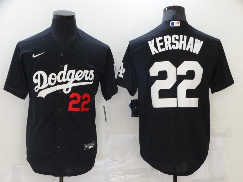 Men's Los Angeles Dodgers Clayton Kershaw #22 Black Stitched Jersey1