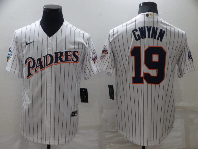 Men's San Diego Padres Tony Gwynn #19 White Replica Team Jersey1
