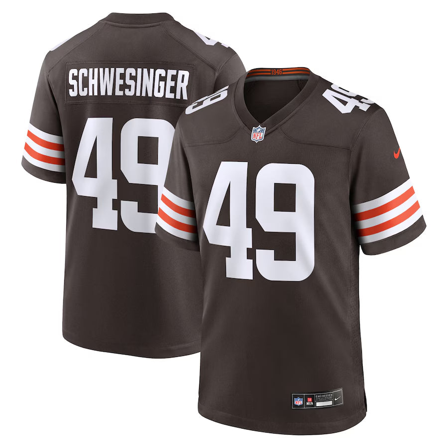 Cleveland Browns Carson Schwesinger Nike Brown 2025 NFL Draft Game Jersey