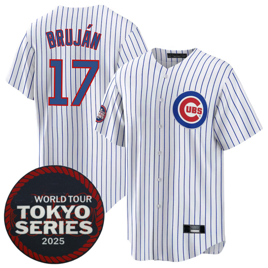 C.Cubs #17 Vidal Bruj¨¢n Player White 2025 World Tour Tokyo Series Home Stitched Baseball Jerseys