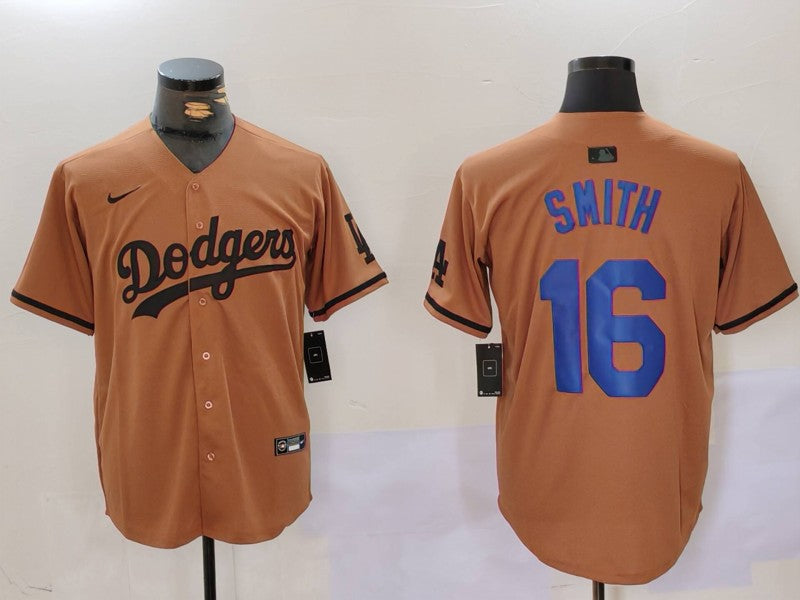 Men's Los Angeles Dodgers Will Smith #16 Brown Game Player Jersey1