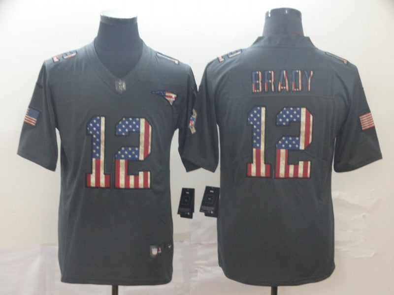 Men's New England Patriots Tom Brady #12 Black Player Jersey1