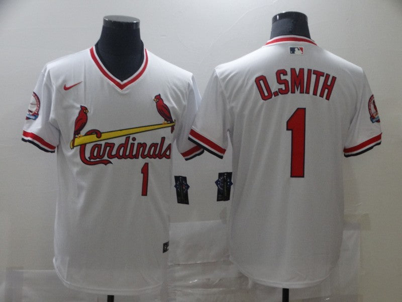 Men's St. Louis Cardinals Ozzie Smith #1 White Authentic Game Jersey1