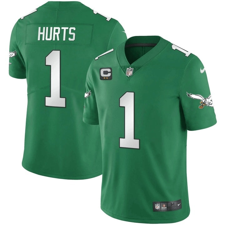 Men's Philadelphia Eagles Jalen Hurts Nike Jersey-Two-star captain's patch