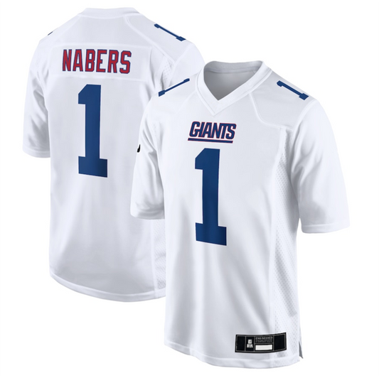 #1 Malik Nabers Player NY.Giants Tundra White Fashion Football Jerseys