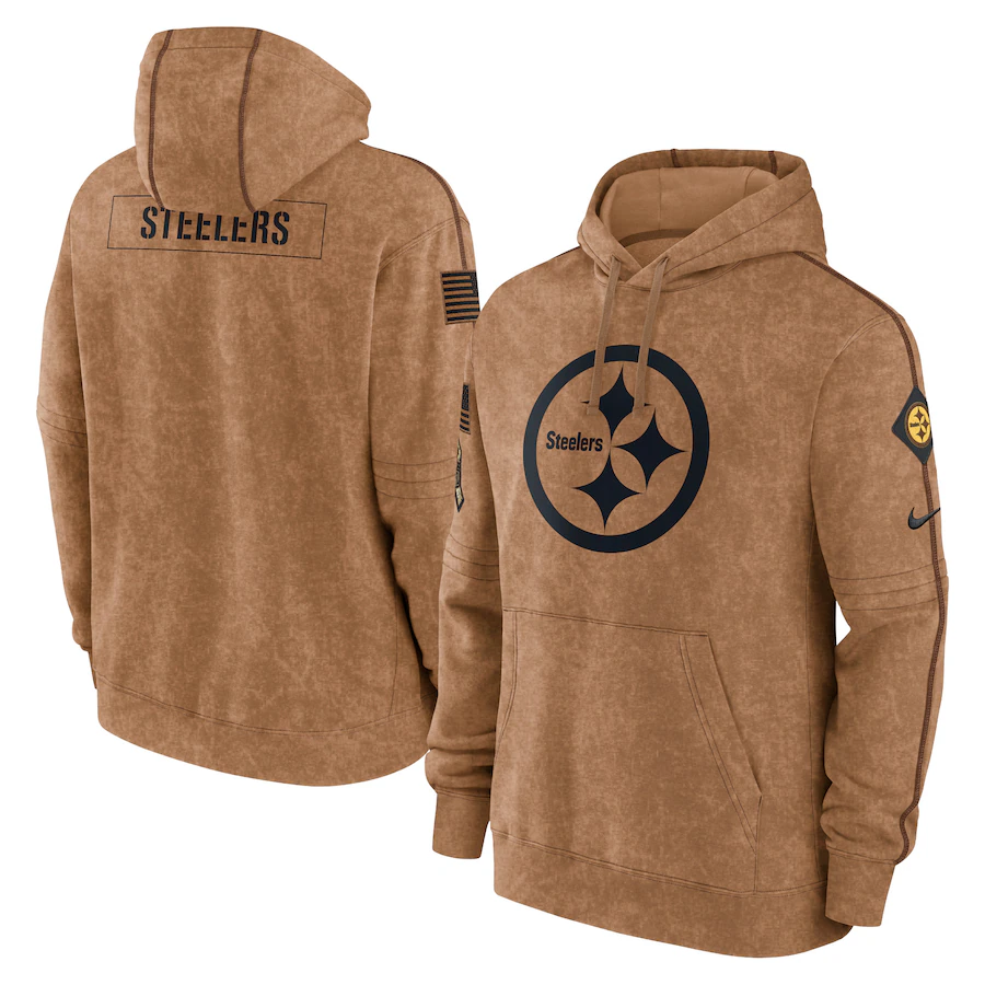 Men's Pittsburgh Steelers Brown 2023 Salute To Service Club Pullover Hoodie1