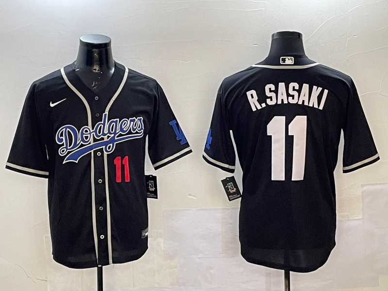Men's Los Angeles Dodgers Roki Sasaki #11 Black Game Player Jersey