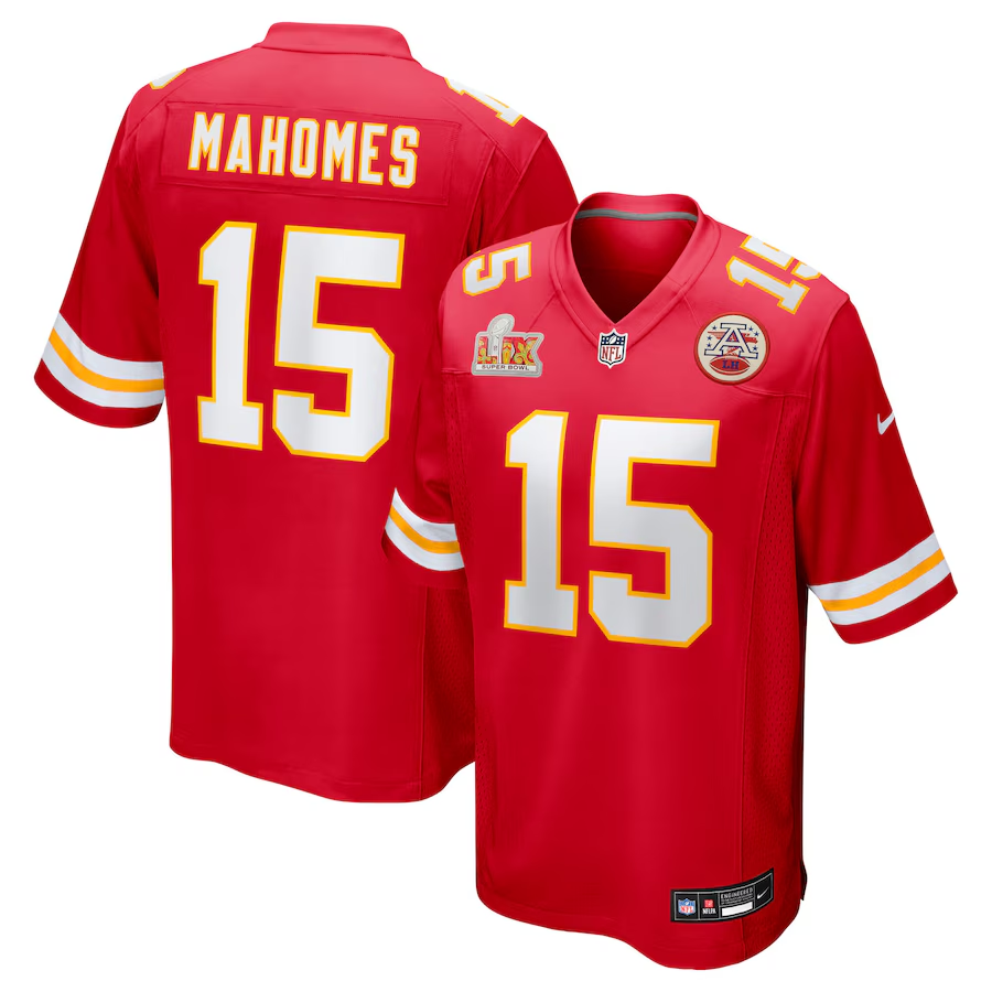 Men's Kansas City Chiefs Patrick Mahomes #15 Red Super Bowl LIX Game Jersey1