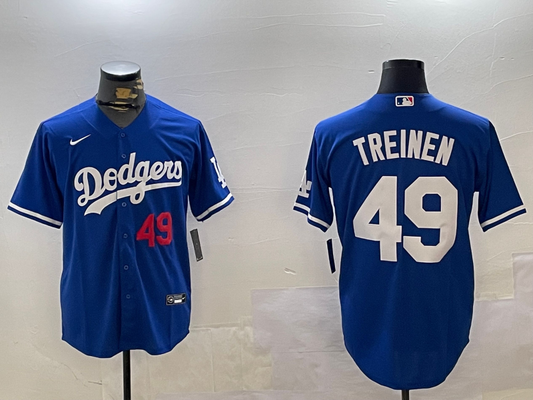Men's Los Angeles Dodgers Blake Treinen #49 Royal Alternate Replica Player Jersey1