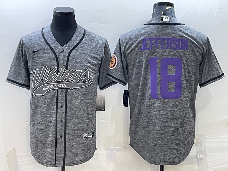 Men's Minnesota Vikings Justin Jefferson #18 Gray Game Jersey1 Joint Edition