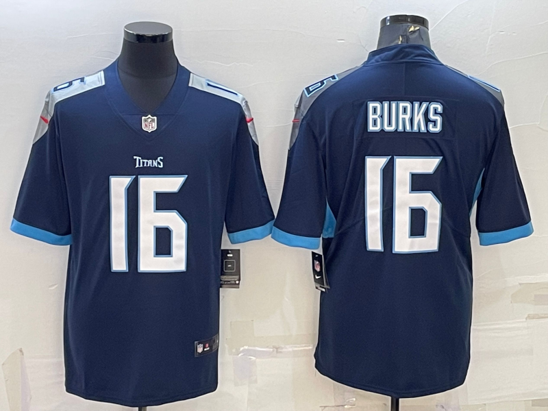 Men's Tennessee Titans Treylon Burks #16 Navy Game Jersey1