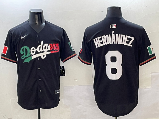 Men's Los Angeles Dodgers Enrique Hernandez #8 Black Player Game Jersey1