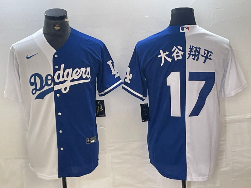 Men's Los Angeles Dodgers Shohei Ohtani #17 White/Blue Replica Player Jersey1