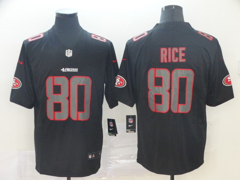 Men's San Francisco 49ers Jerry Rice #80 Black Team Game Jersey1