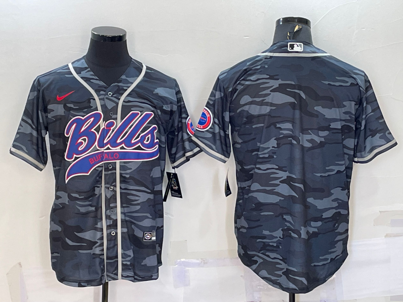 Men's Buffalo Bills Grey Camouflage Blank Jersey1