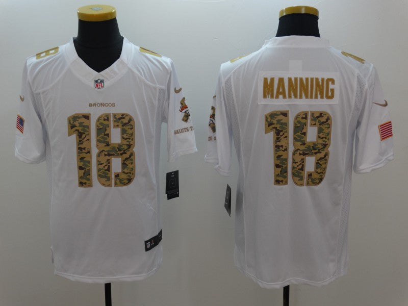 Men's Denver Broncos Peyton Manning #18 White Game Player Jersey1