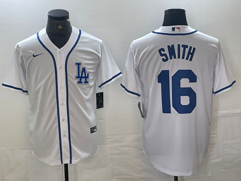 Men's Los Angeles Dodgers Will Smith #16 White Limited Player Jersey1