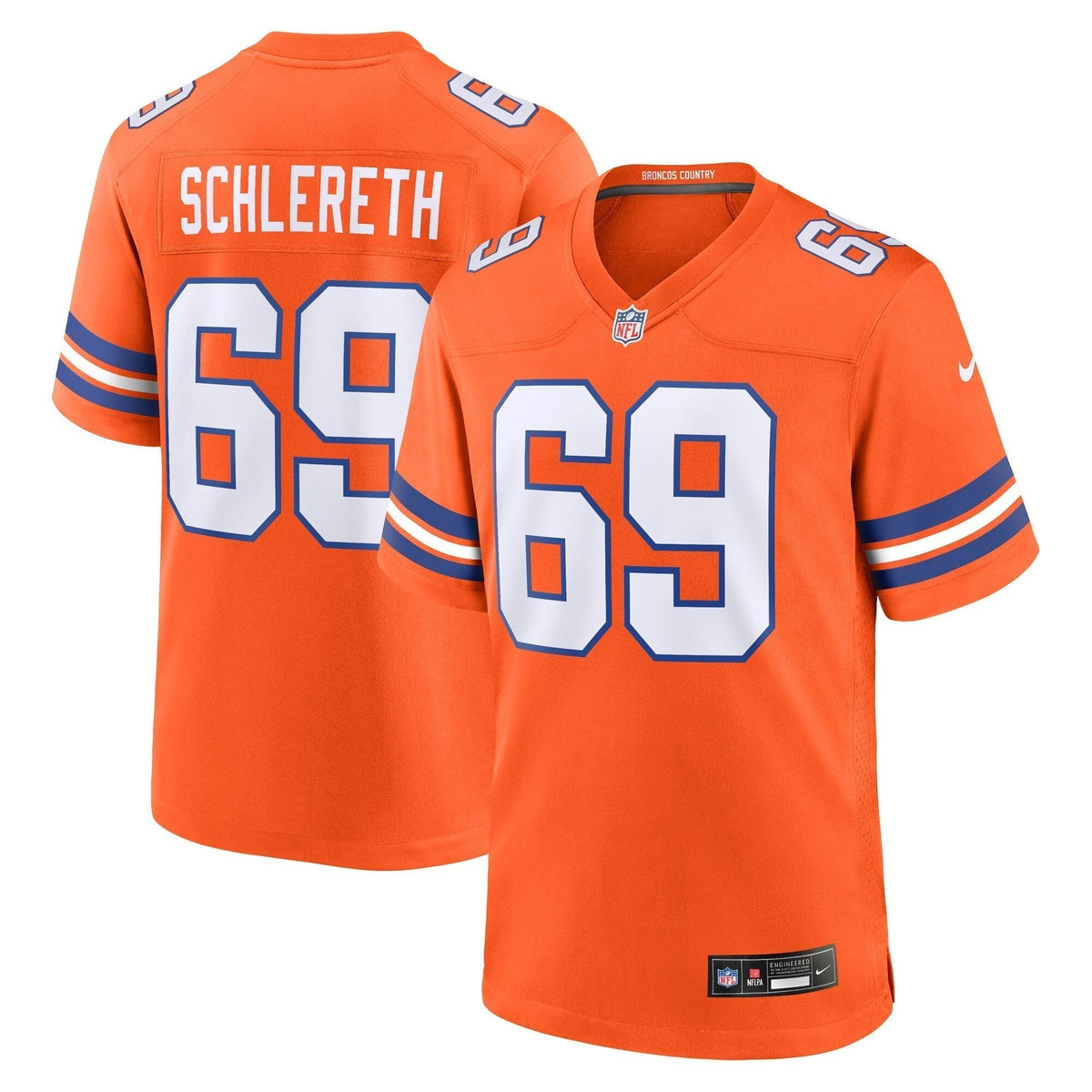 Mark Schlereth Denver Broncos Nike Mile High Collection 1977 Throwback Retired   Game Jersey - Orange