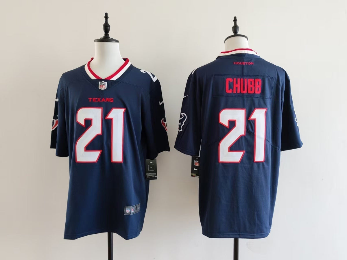 Men's Houston Texans Nick Chubb Jersey-Blue
