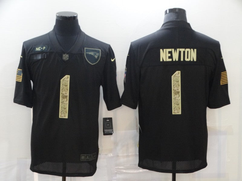 Men's New England Patriots Cam Newton #1 Black Player Game Jersey1