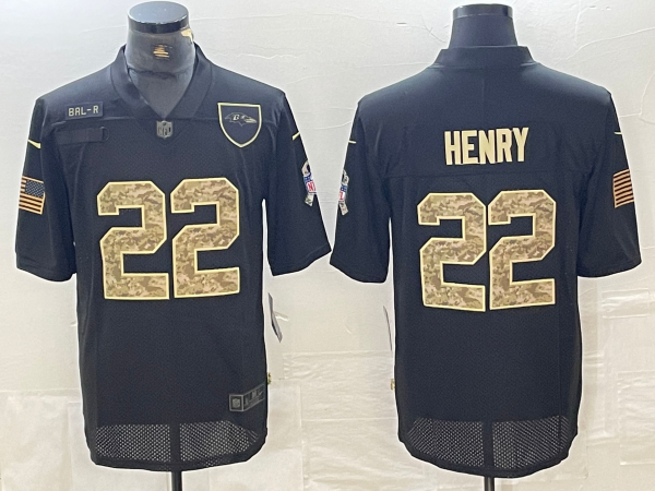 Men's Baltimore Ravens Derrick Henry #22 Black Player Game Jersey1