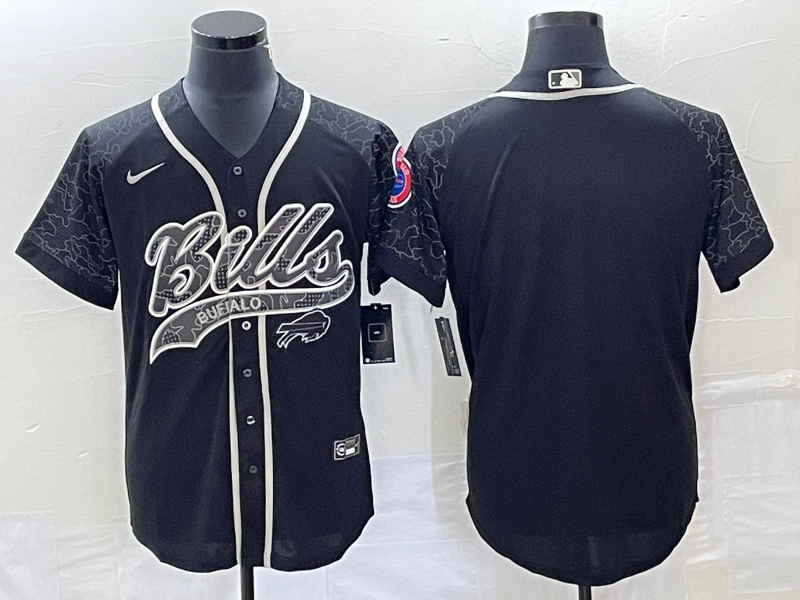 Men's Buffalo Bills Black RFLCTV Limited Blank Jersey1