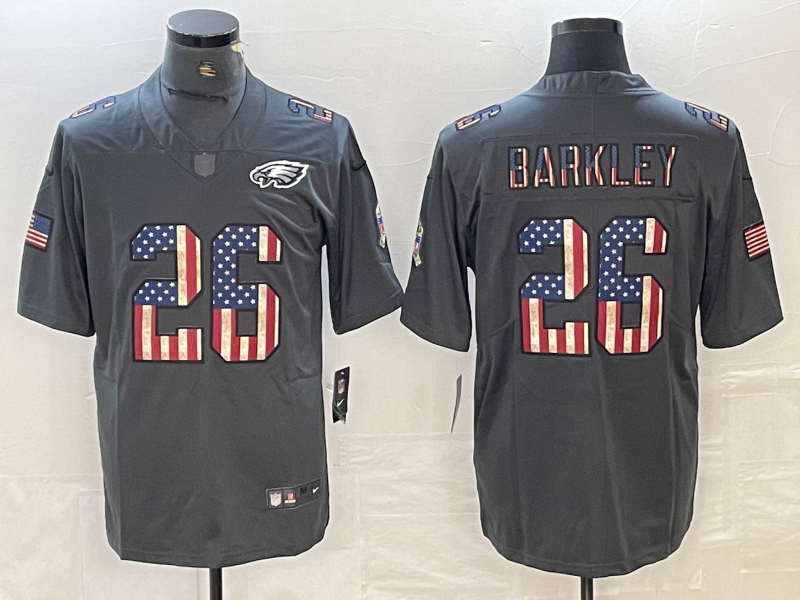 Men's Philadelphia Eagles Saquon Barkley #26 Black Game Jersey1