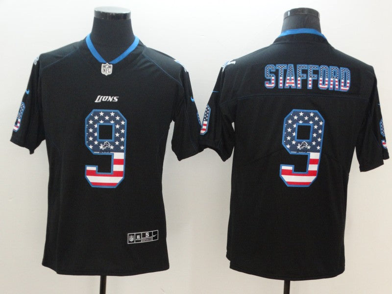 Men's Detroit Lions Matthew Stafford #9 Black Player Game Jersey1