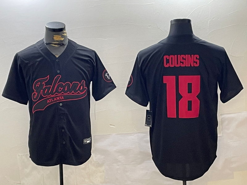 Men's Atlanta Falcons Kirk Cousins #18 Black Team Game Jersey1
