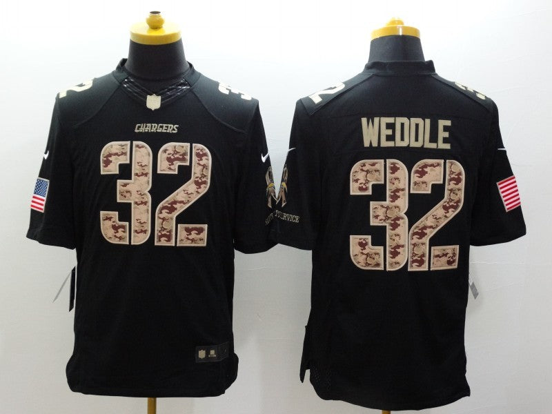Men's Los Angeles Chargers Eric Weddle #32 Black Game Jersey1