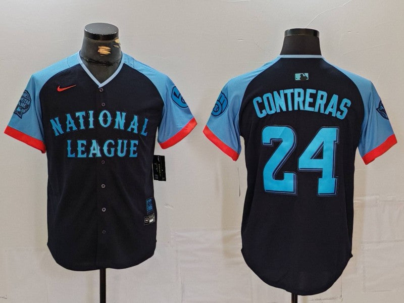 Men's National League Christian Yelich #24 Navy 2024 MLB All-Star Game Limited Player Jersey1