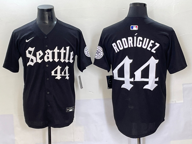 Men's Seattle Mariners Julio Rodriguez #44 Black Replica Player Jersey